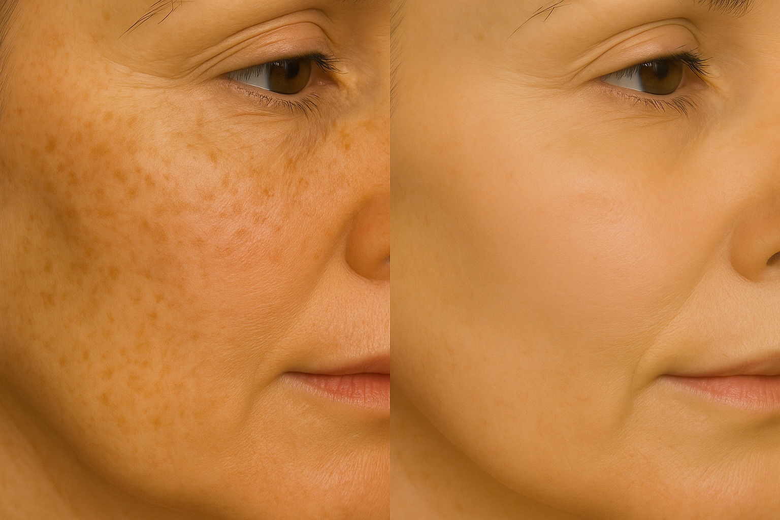 Pigmentation before and after treatment